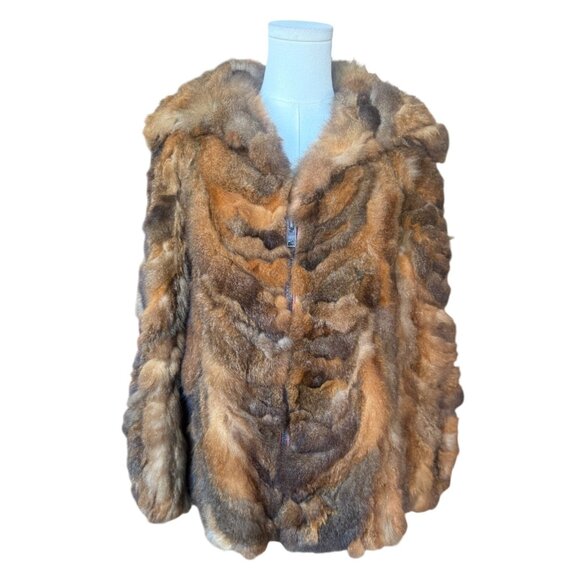 Vintage Womens Graf's Fur Coat Sz L Real Fur Brown Full Zip Mid Length Mob Wife - Picture 1 of 6